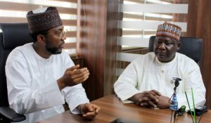 Bello Koko, Managing Director, NPA explains matters of interest to the Director General, Bureau of Public Service Reforms, BPSR, Dr. Arabi Ibrahim Dasuki, during the visit.