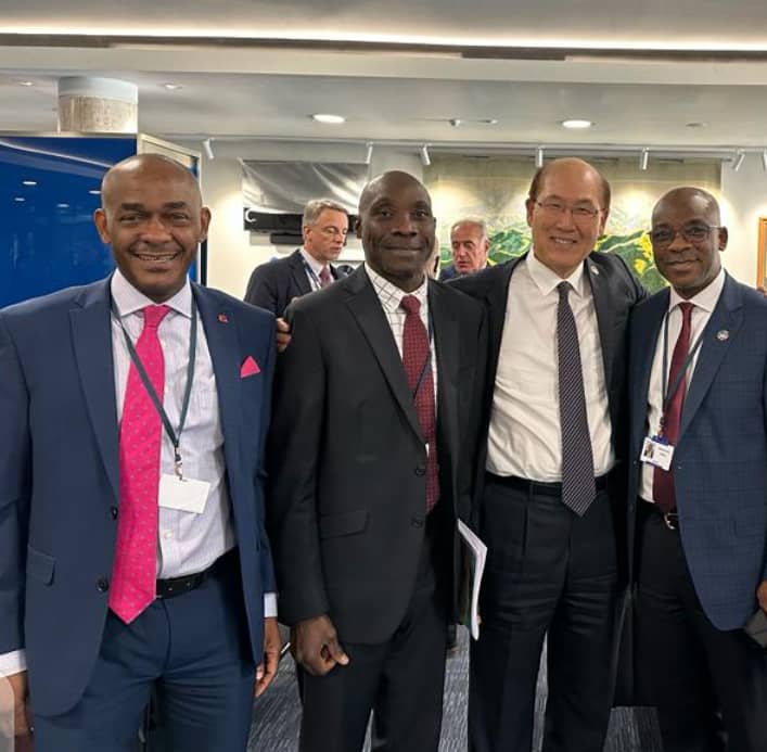 L-R: Executive Director, Marine and Operations, Nigerian Port Authority; Hon. Onari Brown; Nigeria’s Alternate Permanent Representative to the International Maritime Organisation (IMO); Mr. Dirisu Abdulmumini; Nigerian High Commissioner to the United Kingdom, Ambassador Sarafa Tunji Isola and Director, Marine Environment Management, Nigerian Maritime Administration and Safety Agency (NIMASA), Mr. Heaky Dimowo during IMO MEPC 80, in London.